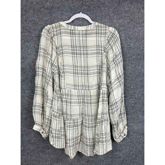 Anthropologie Darlene Plaid Peasant Blouse Women’s Size M Lightweight Wool Blend - Picture 9 of 10